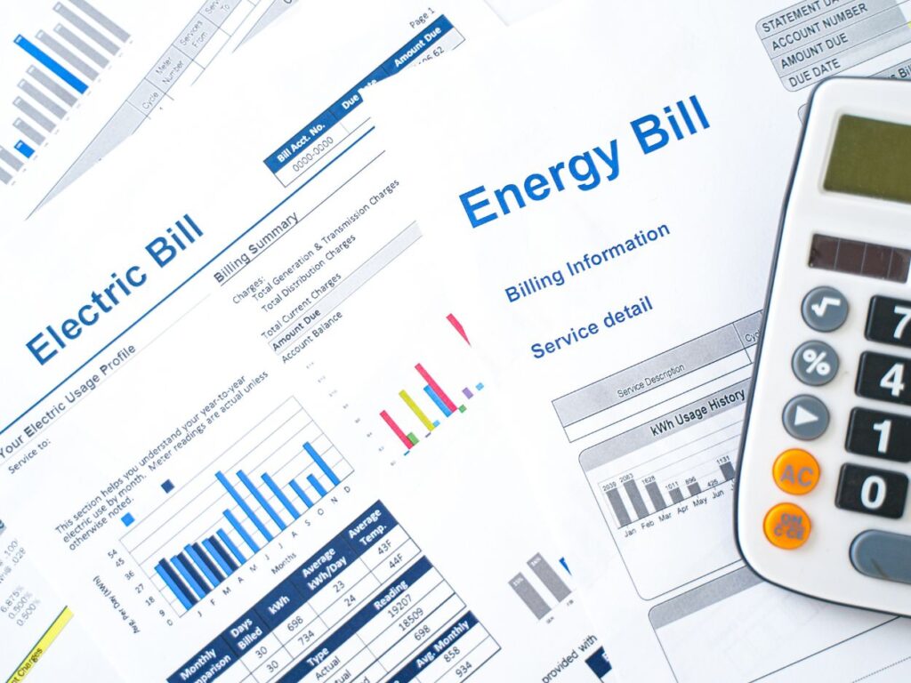 energy bills and a calculator